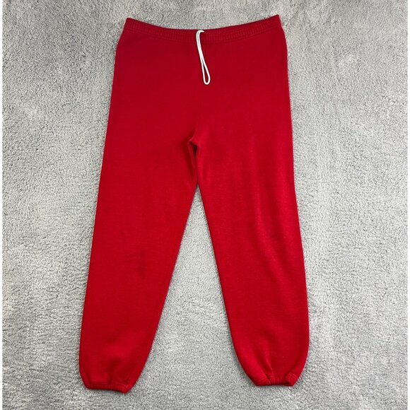 Vintage Jerzees Sweatpants XL Red Cinch Cuffs Drawstring Distressed Made In USA - Picture 1 of 16